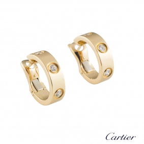 Cartier Yellow Gold Diamond Love Hoop Earrings